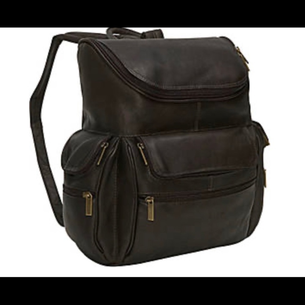 Black Genuine Leather Laptop Backpack